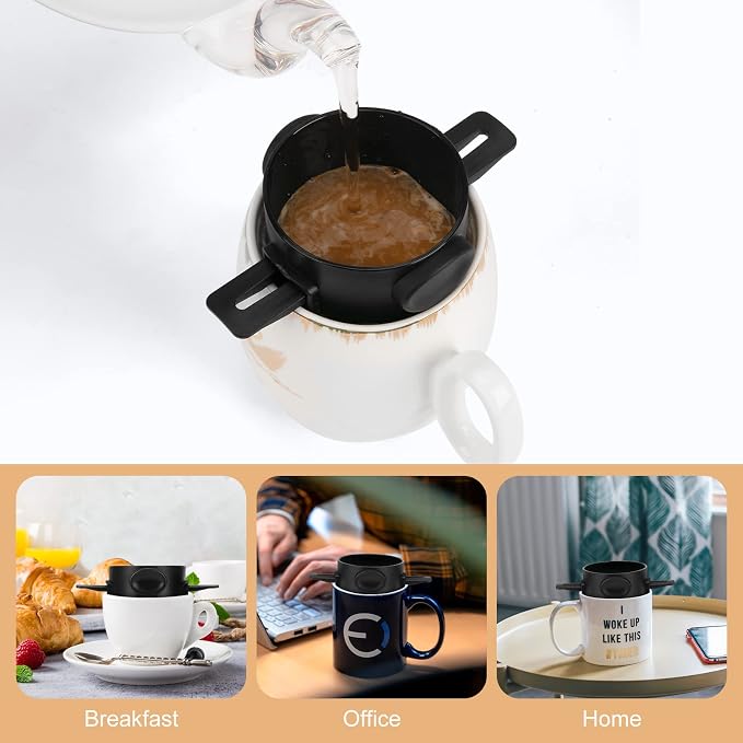 Pour Over Coffee Maker,Portable Stainless Steel Reusable Coffee Filter, Mini Collapsible Paperless Single Serve 1 Cup Coffee Dripper Cup Easy To Clean For Travel Camping