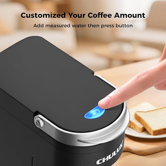 CHULUX Slim Single Serve Coffee Maker for K Cup, Fast Brewing, Matte Black | Rapid-Heating Boiler Tech, 4-Hole Needle for Richer Flavor, Adjustable Drip Tray for 7.3" Travel Mug, Food Grade Material