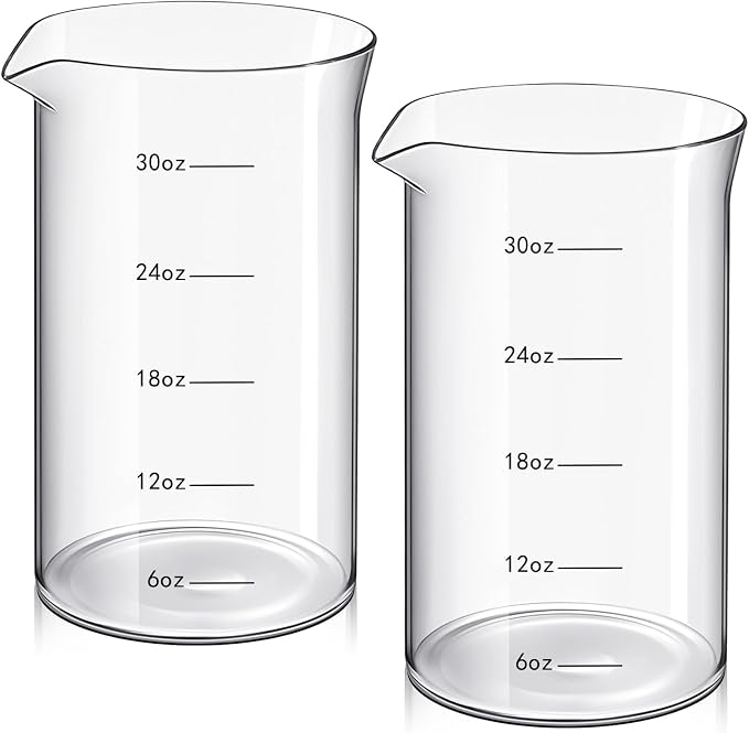 2 Pcs 34 oz French Press Replacement Glass with Scale Universal Replacement Beaker for French Press Tea and Coffee Makers Borosilicate 3.3 Glass Spare Carafe
