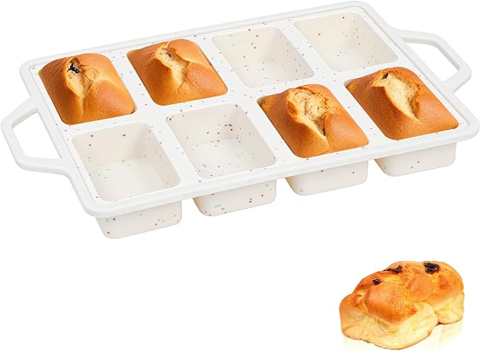 Single 8-Cavity Mini Silicone Loaf Mold, BPA-Free Reinforced Rim For Treats | Compact 8-Cavity Design Makes Mini Bites, BPA-Free Silicone And Sturdy Rim Support Easy Release For Snacks And Handmade Gifts