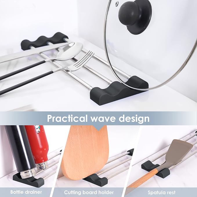 Tomorotec Adjustable Over-The-Sink Kitchen Rack, BPA-Free, Black | Holds 16.5 Lbs; For Dishcloths, Sponges, and Brushes - Heat-Resistant Stainless Steel with Slim, Expandable Design