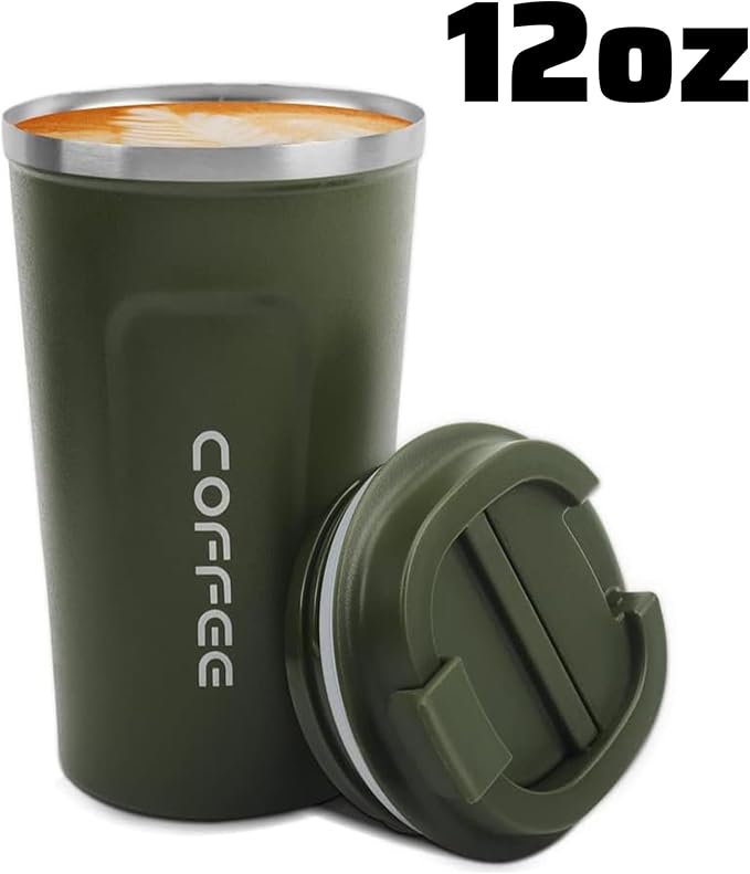 MOMSIV 12oz Travel Coffee Mug, Insulated Coffee Cup with Leakproof Lid | 6-Hour Heat Retention, 360°Leak proof, Vacuum Stainless Steel Double Walled, BPA-free, Reusable And To Go Coffee Mug
