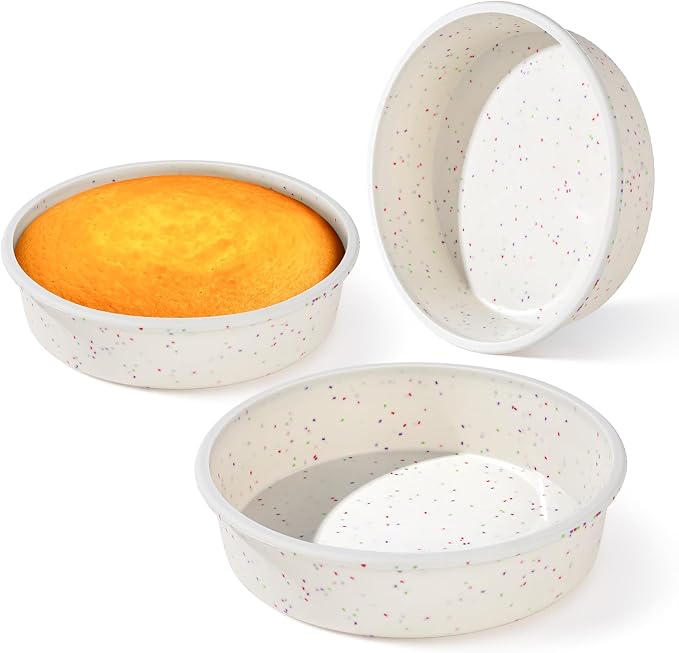 Vinino 10 Inch Cake Pans, 3 Pack Silicone Pans with Steel Frame | Create Layered Cakes & Desserts, Flexible Silicone Mold with Stainless Steel Frame, Nonstick Surface and Reusable Design