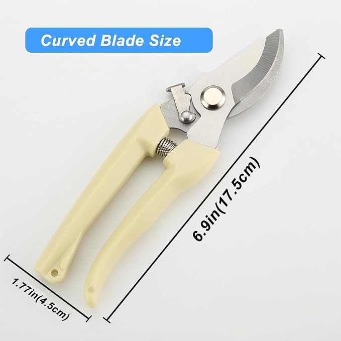 Pruning Shears,Ahoooot 2Pcs Pruning Shears for Gardening,Professional Garden Shears for Flowers, Bonsai and Fruits Picking (1pc Straight & 1pc Curved)