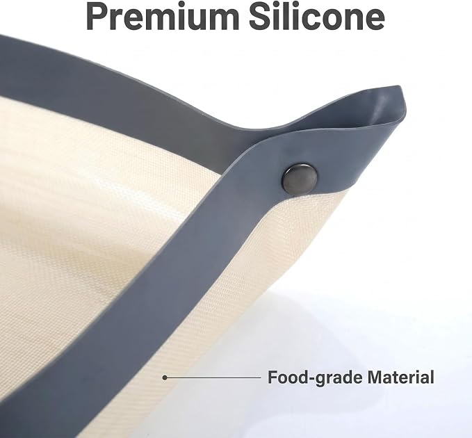 Silicone Rectangular Baking Mat, New Silicone Fiber Baking Pad with Nail Buckle, Non-Stick Reusable Oven Bakeware, 16.5" x 11.6",Gray, Pack of 1