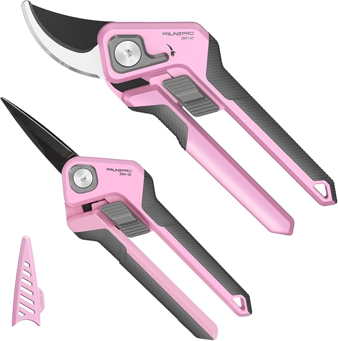 PrunePro Pruning Shears Scissors Set - Professional German Stainless Steel Hand Pruner Anti-Break Lock Ergonomic Garden Scissors for Branches Herb Flower Bonsai Garden Clipper