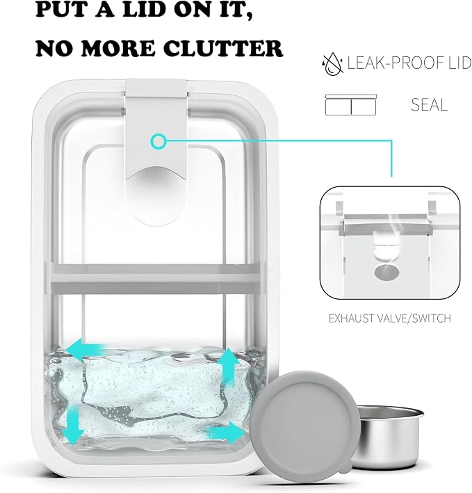 Bakpoco Stainless Steel Bento Lunch Box for Kids, 33oz Leak-Proof Lunch Box Containers, Microwave-Safe, with Adjustable Divider, Convenient Metal Lunchbox for School, Travel