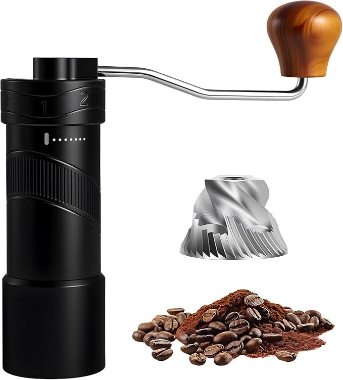 Manual Coffee Grinder Hand Crank Coffee Bean Grinder Mill for Espresso | CNC Stainless Steel Conical Burr, 8 Adjustable Coarseness Settings, for Home or Travel Moka Beans French Press Pour Over Drip