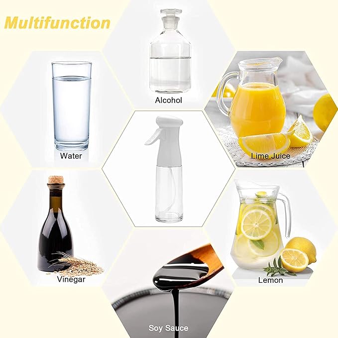 Glass Oil Sprayer for Cooking, 7oz Olive Oil Mister, Food Grade Portable Reusable Oil Vinegar Spritzer Sprayer Bottles for Air Fryer, Kitchen, Salad, Baking, BBQ, Frying(white)