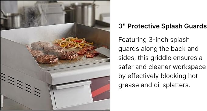 Commercial Electric Griddle 16", 1750W, 120V, for Restaurant