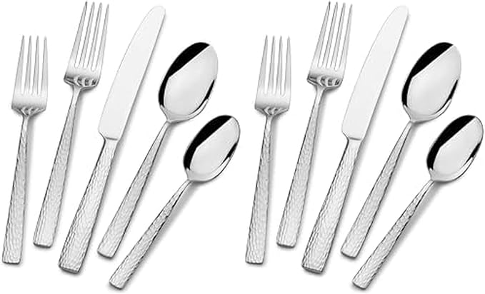 Mikasa, Oliver Gleam Flatware Service for 12, 65 Piece Set, 18/10 Stainless Steel, Silverware Set with Serving Utensils (Pack of 2)