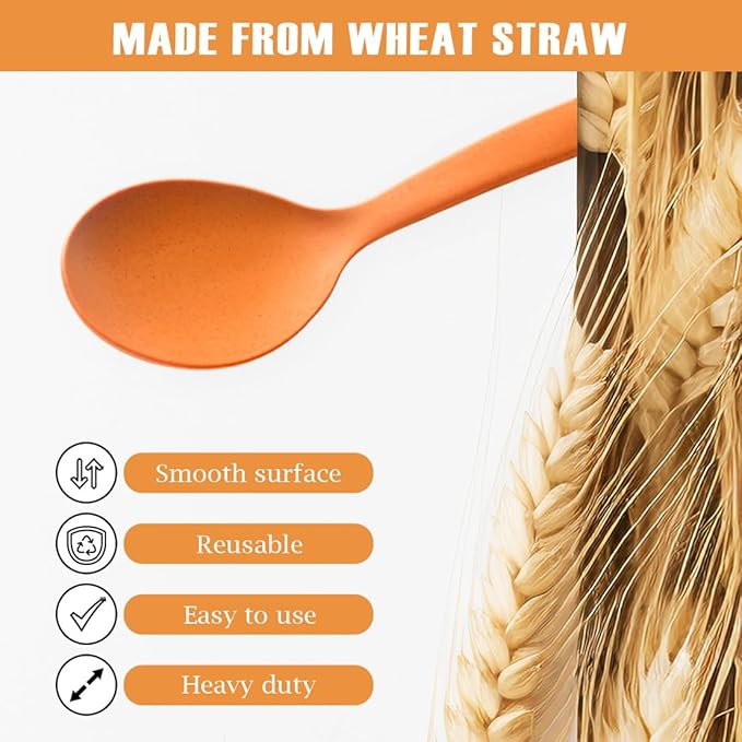 Reusable Plastic Serving Utensils Set of 36, 10" Wheat straw Large Serving set Serving Spoons/Slotted Spoons/Tongs, for Party Buffet Catering (Orange/Blue/Yellow/Green, Not for Cooking)