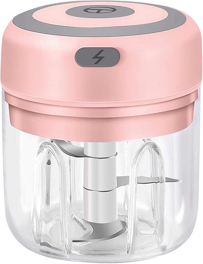 Electric Garlic Mincer, 250ML Small Onion Chopper USB | Portable Mini Food Processor for Vegetable Chopper Garlic Ginger Chili Veg, Pink