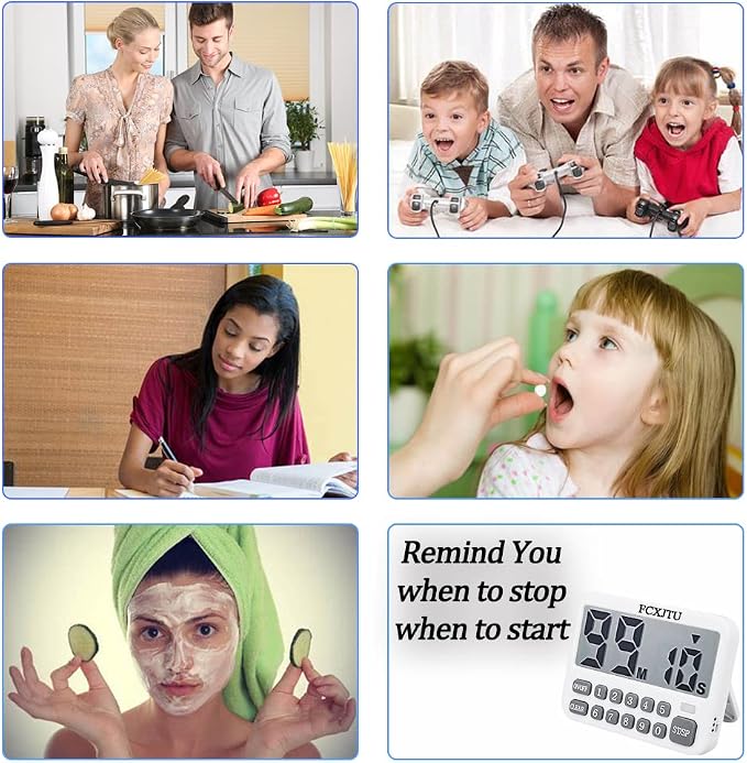 Digital Kitchen Timer, Digits Directly Input Countdown Timer for Cooking | Count Up, Large Display, On/Off, Magnetic Back, Loud Alarm, Stand, Easy Operation, 3A Battery Included for Baking Study
