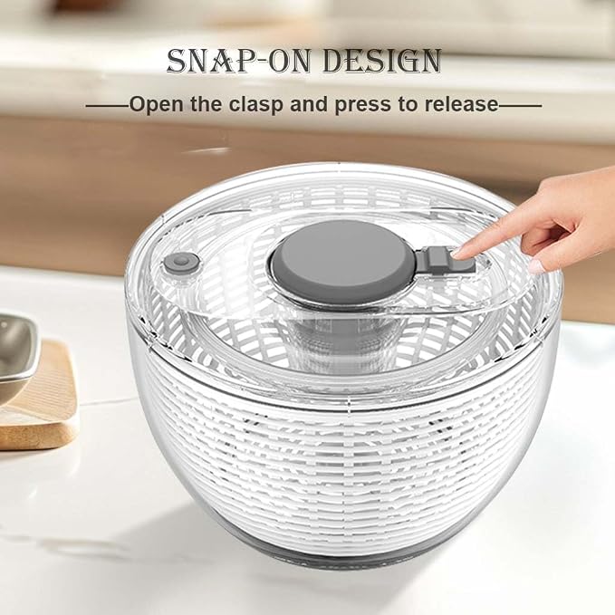 X&E Salad Spinner | Lettuce Spinner | Fruit Washer | Fruit Washing Bowl with Strainer | Vegetable Cleaner | Salad Cleaner | Lettuce Washer | 6 Quart Capacity