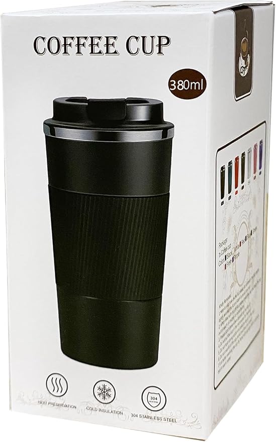 YINJAM Travel Mug Reusable Insulated Coffee Cups Vacuum Insulation Stainless Steel Thermal Tumbler for Hot Cold Drinks (Blue, 380ml)