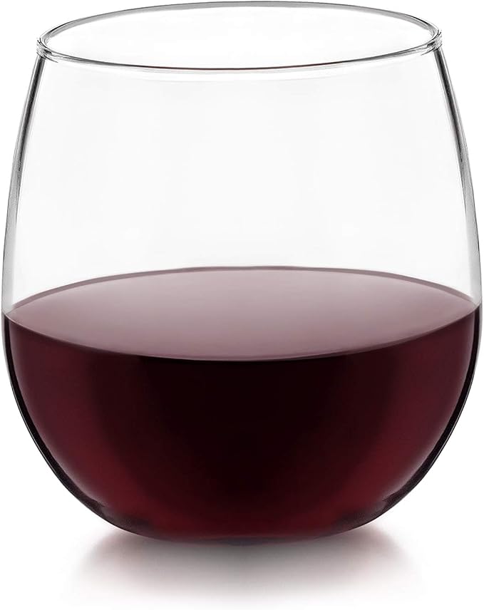 Libbey Stemless 12-Piece Wine Glass Party Set for Red and White Wines