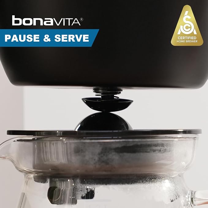 Bonavita Enthusiast 8 Cup Drip Coffee Brewer, Pour Over, SCA Certified Coffee Machine with Thermal Carafe, Stainless Steel Panel, Removable Reservoir, Matte Black | Thermal Carafe, Stainless Steel Panel, Removable Reservoir