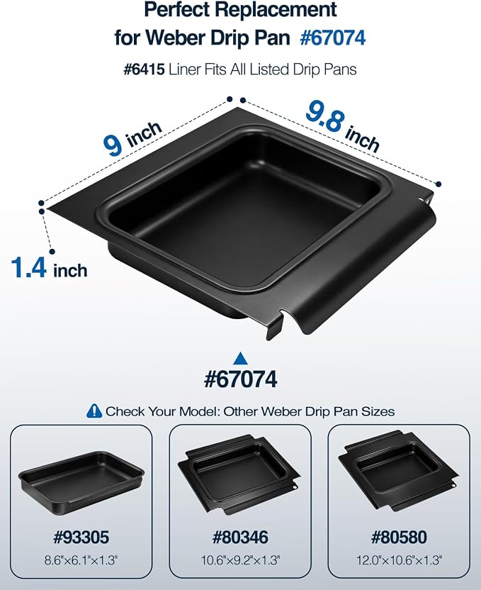 67047 Catch Pan for Weber Grills, Grease Tray Catcher for Weber Spirit & Spirit II 200 and 300 Series, Genesis 200 and 300 Series, Drip Pans for Weber Replacement 67047
