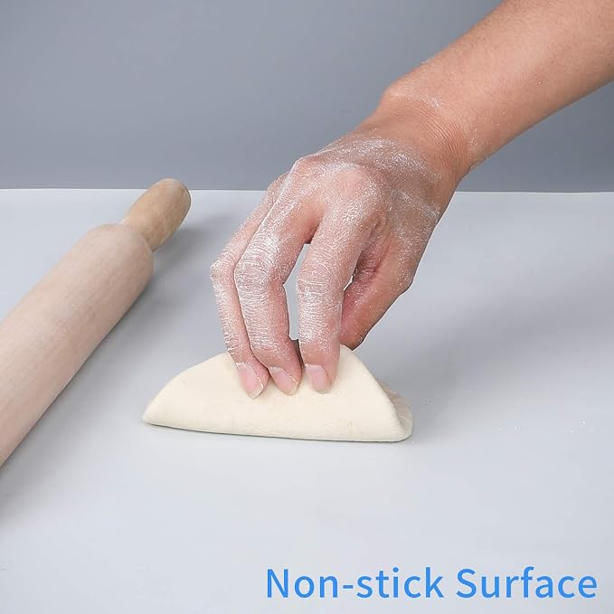 LONGFITE Silicone Baking Mat for Dough Rolling Pastry Fondant Mat Large Nonstick and Nonskid Heat Resistent, Countertop Protector, Dining Table Mat and Placemat (Large, Gray)