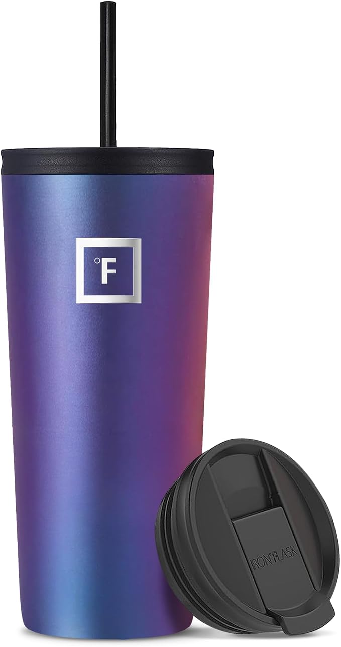IRON °FLASK 24 oz Classic Insulated Tumbler | Vacuum Insulated Stainless Steel Tumbler with Solid Lid - Double Walled Travel Cup, Sweat Free, BPA Free (Aurora)