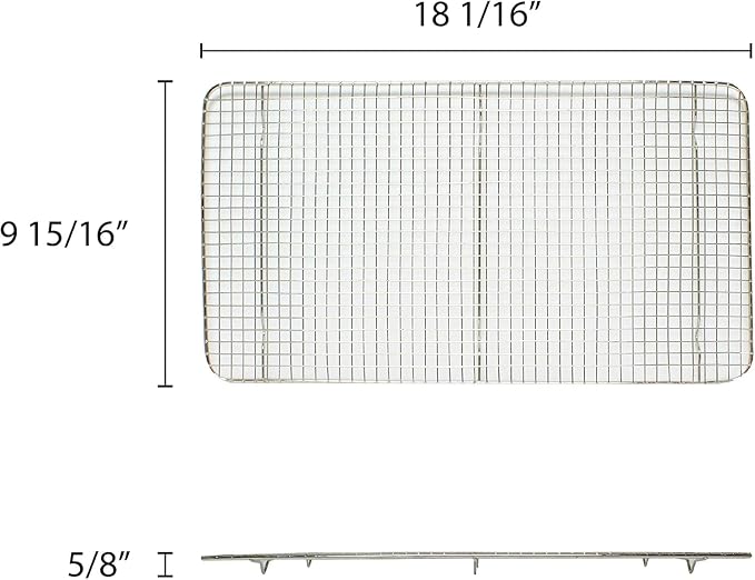 TrueCraftware- 18"x 10" Full Size Rectangular Wire Pan Grate Chrome-Plated Set of 2 -Fits Full Size Sheet Pans Cookie Pans Cooling Rack Baking Sheet Grate Cake Rack for Pies Cookies Pastries Cakes