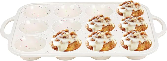 Silicone Muffin Pan with Metal Reinforced Frame - Muffin Pan for Homemade Muffins, Cupcakes, Muffin Cakes, and Bread, Oven and Dishwasher Safe (Standard+Jumbo)