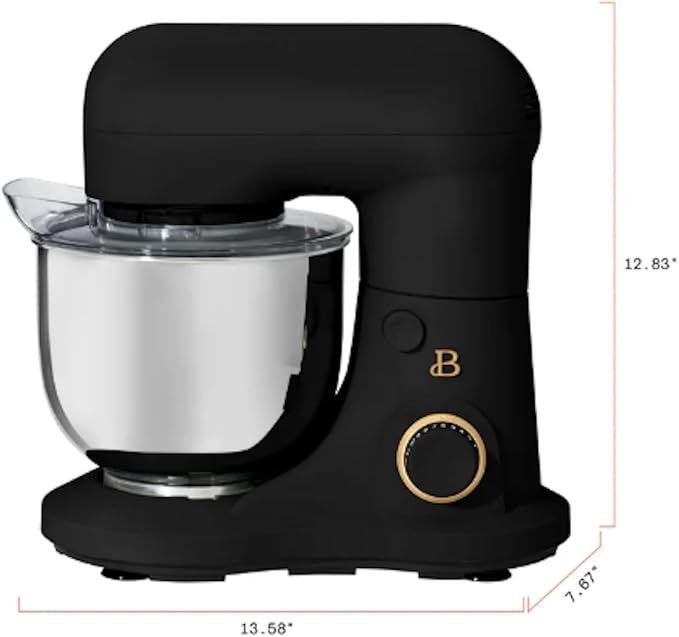3.5 Qt Stand Mixer, with Flat Beater, Dough Hook, Whisk (Black)