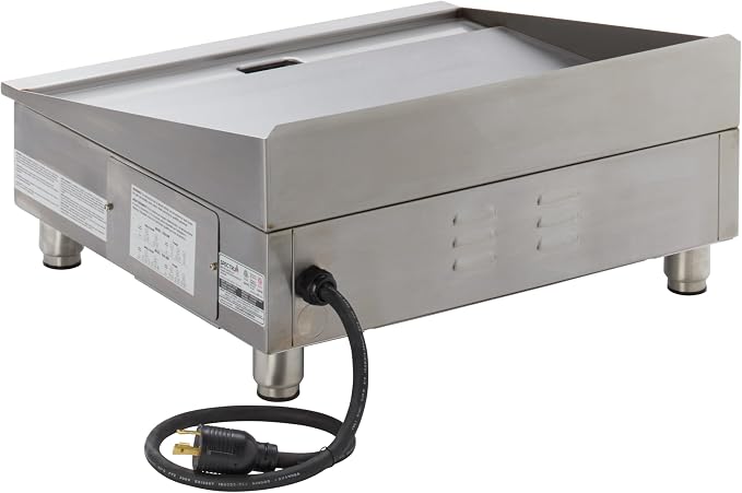 Winco 24" Commercial-Grade Electric Griddle | Dual heat zones, 3" backsplash, Removable grease drawer, Great for Breakfast Foods, Sandwiches and Restaurant Kitchens