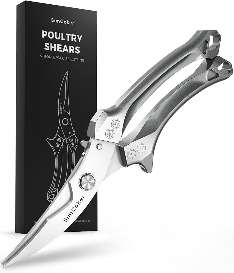 Heavy Duty Poultry Shears, Better Control for Chicken & Turkey Prep | 3.5mm 420J2 blades with a 304 spring, heavy-duty poultry shears for joints, backbones and turkey prep, dishwasher safe
