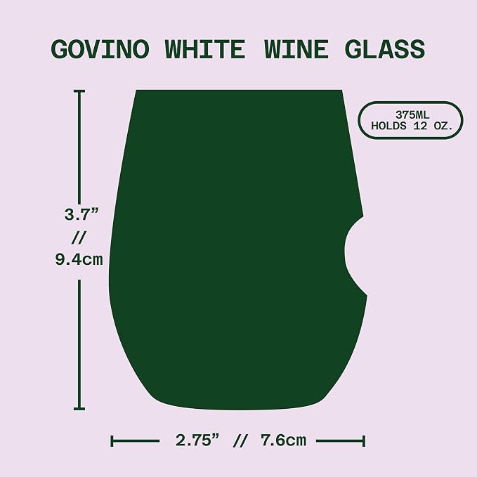 GOVINO Unbreakable Plastic Wine Glasses - Stemless Shatterproof Tritan Glassware, Fancy Cups That Look Like Glass, 12oz, Set of 4