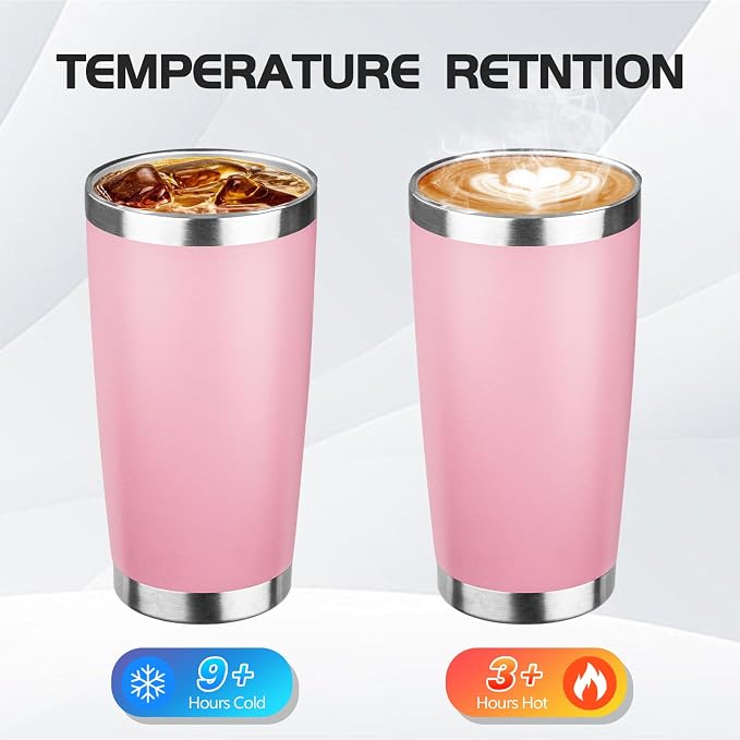 StarSpeed 20oz Stainless Steel Travel Coffee Tumbler,Light Pink | Travel Coffee Mug,Spill-proof Lid,Double Wall,BPA-free Travel Cups,Insulated Cup Fits Car Cupholders