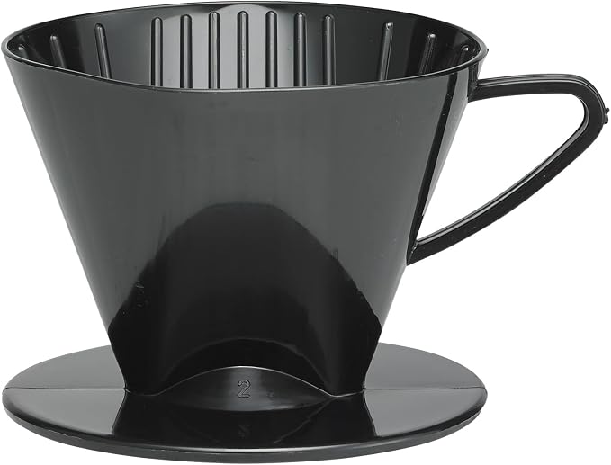 Fino Pour-Over Coffee Brewing Filter Cone, Number 2-Size, Black, Brews 2 to 6-Cups