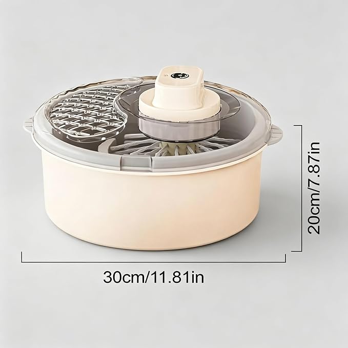 Fruit Vegetable Cleaner Spinner Collapsible Double Layer Washing Bowl | Manual washer with built-in scrubber to clear surface residues, great for berries and various produce cleaning