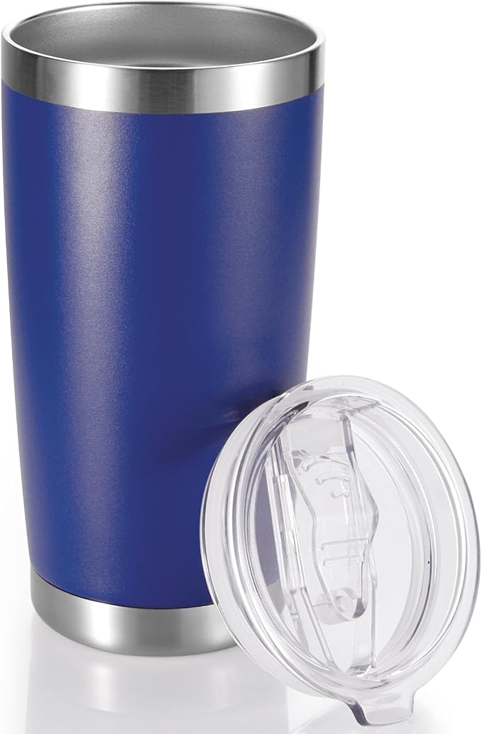 20 oz Tumbler Stainless Steel Tumblers with Lid Double Wall Vacuum Insulated Coffee Mug 20oz Powder Coated Cup for Hot and Cold Drinks, Blue, 1 pack | Blue, 20oz Insulated Coffee Mug, Double Wall Vacuum, Powder Coated Cup, for Hot and Cold Drinks