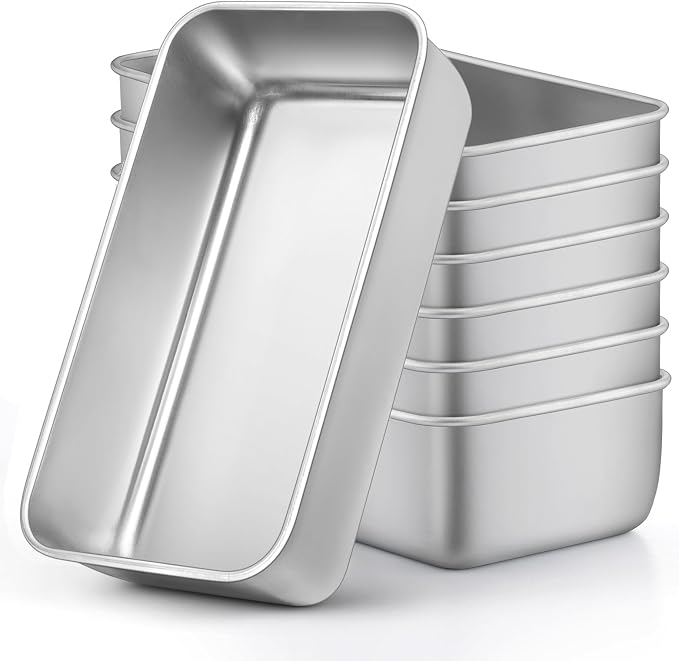 LIANYU Bread Loaf Pans Set of 7, 9x5 Inch Stainless Steel Bread Baking Pans | 9x5x2.5 Inch Bread Pan, No Coating , One-Piece Design, For Homemade Sourdough, Sandwich, Meatloaf, Dishwasher Safe, Stackable