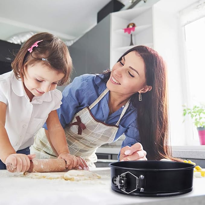 Round Springform Pan, Round Cake Pan, Springform Pan 3-Piece Set (12.5 Cm/4.92 In), (18 Cm/7.08 In), (22.3 Cm/8.8 In) Baking Pans with Removable Flat Base