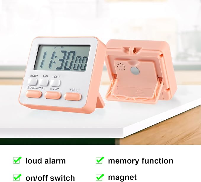 Weewooday 12 Pcs Digital Kitchen Magnetic Timer Bulk Classroom Count up Countdown Egg Timer Cute Desk Stopwatch for Back to School Teacher Kids Cooking Office(Pastel Colors,Classic Style)