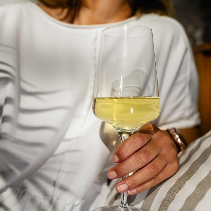 Krosno White Wine Glasses Set of 4, 13.5 oz, Infinity Collection | Wine Tumbler with Stem, Lead-Free Crystal Glassware, Drinking Glasses, Elegant Cups, Home & Restaurant, Dishwasher Safe
