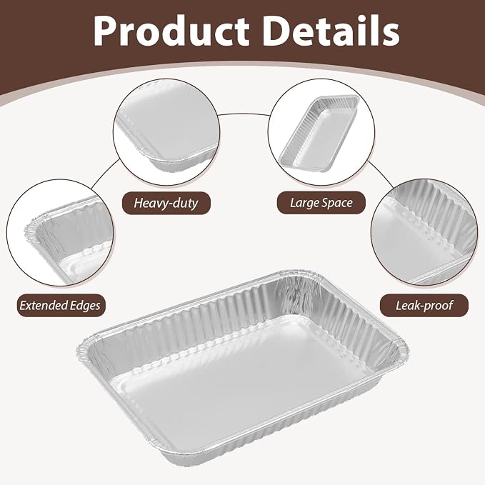 Universal 20-Pack Aluminum Grill Drip Pans for 6415 Weber Grill & Ninja | Disposable Foil Grease Tray Liners for Weber Spirit, Traveler, Genesis, Q Series, Ninja OG700 Series