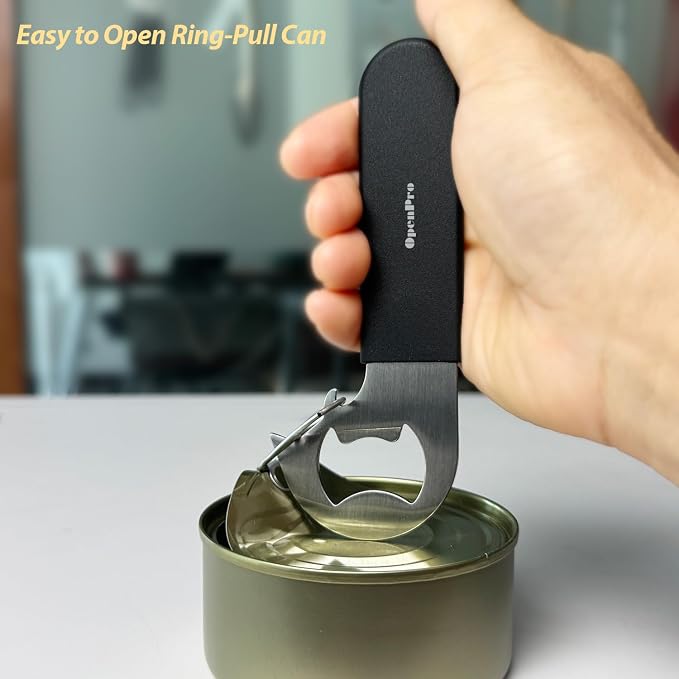 Magnetic 2-IN-1 Ring-Pull Can Opener, Beer Bottle Opener, Manual Can Opener Easy for Seniors, Pet Food, Cat Cans, Beer, Gadgets for People with Arthritis, kitchen gadgets, 2-Pack