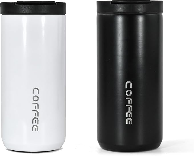 Insulated Coffee Mug 14oz,2 pack Travel Coffee Tumbler,Vacuum Insulated Coffee Mug with Leak Proof Screw Lid Coffee Cup for Men and Women for Hot & Cold Drinks