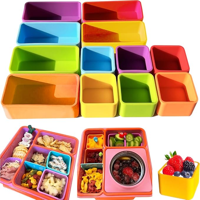 IELEK Silicone Lunch Box Dividers Bento Box Accessories Meal Prep Containers