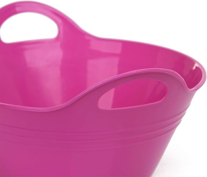 Mintra Home Plastic Bowls with Handles (4.5L Large 2pk, Fuchsia)