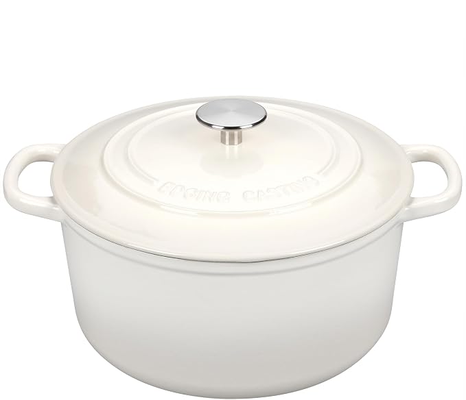 EDGING CASTING Enameled Cast Iron Dutch Oven with Sourdough Bread Baking Kit, Bread Dutch Oven with Lid, Includes Proofing Basket & Baking Tools, 5qt, White