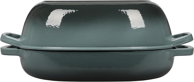 EDGING CASTING Enameled Cast Iron Oval Dutch Oven Pot with Lid, Dutch Oven for Sourdough Bread Baking, Bread Oven, Bread Dutch Oven, Oval Bread Pan, 7qt, Slateblue