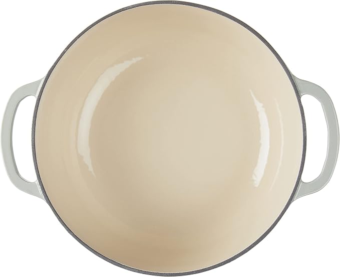 Lodge 7.5 Quart Enameled Cast Iron Dutch Oven with Lid – Dual Handles – Oven Safe up to 500° F or on Stovetop - Use to Marinate, Cook, Bake, Refrigerate and Serve – Desert Sage