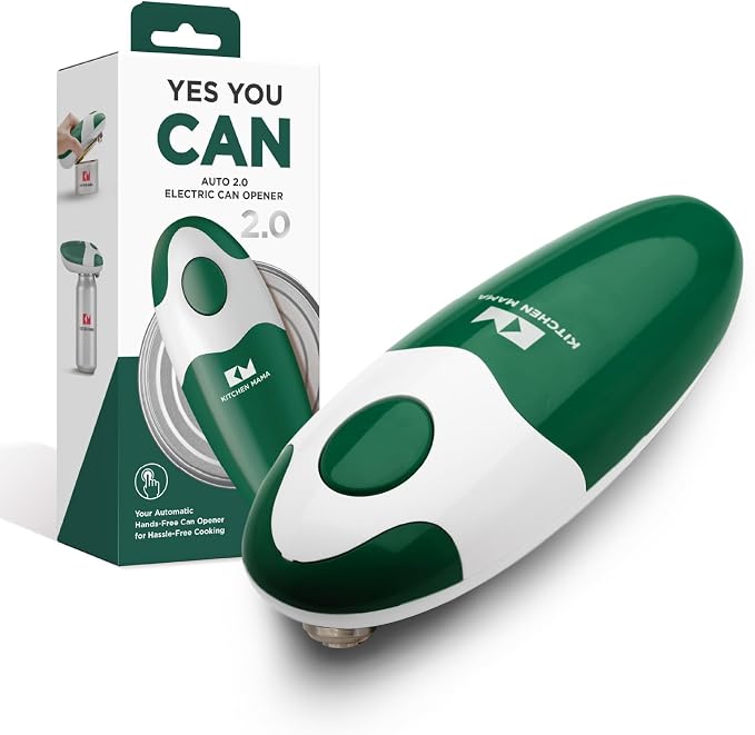 Kitchen Mama Auto 2.0 Electric Can Opener, Alpine Green | Refined Blade, Automatic Hands Free, Smooth Edge, Food-Safe, Battery Operated