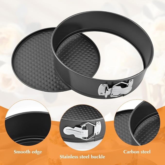 3pcs Springform Pan, 7,8,9 Inch Cheesecake Pans with Removable Bottom, Carbon Steel Baking Pans Nonstick Baking Tin Cake Mould for Small Pizza Pie (Circle Shape)