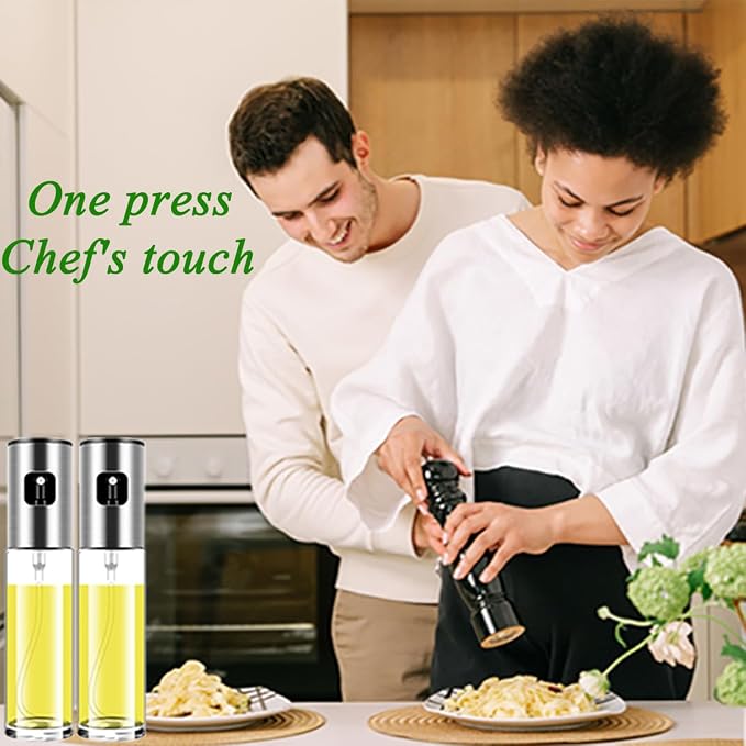 Olive Oil Sprayer for Cooking Oil Spritzer Mister for Air Fryer Canola Vinegar Vegetable Oil Portable Mini Bottle Kitchen Gadgets for BBQ/Pan/Salads/Baking (2 Pack)